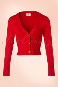 50s Lets Go Dancing Cardigan In Lipstick Red