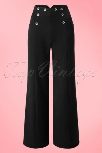 Past Perfect Style 39 40s Stay Awhile Trousers In Black