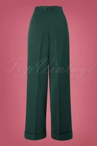 40s Hidden Away Trousers In Teal 6 40s Hidden Away Trousers In Teal - Image 4