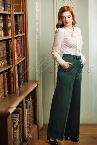 Past Perfect Style 31 40s Hidden Away Trousers In Teal