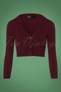 50s Shela Cropped Cardigan In Burgundy
