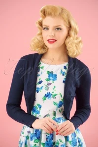 50s Jean Knitted Bolero In Navy
