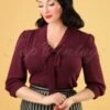 50s Perfect Bow Blouse In Burgundy