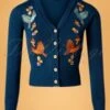 Vixen 50s Ginny Woodland Cardigan In Blue -Past Perfect Style 164411 Vixen 30939 50s Ginny Blue Cardigan 20190903 003W category