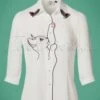 60s Snow Bird Blouse In Ivory White -Past Perfect Style 170594 Dancing Days by Banned Snow Bird White Cat Blouse 112 50 22397 20170807 0002W category