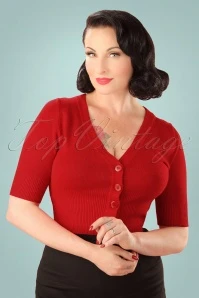 50s Overload Cardigan In Lipstick Red