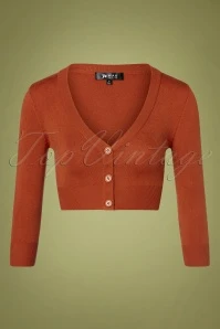 50s Shela Cropped Cardigan In Dusty Orange