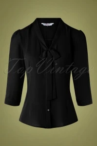 50s Perfect Bow Blouse In Black