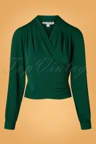 50s Darla Wrap Blouse In Green