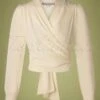 50s Darla Wrap Blouse In Antique White -Past Perfect Style 189806 Rock N Romance 36585 Blouse White Wrap Bow 11122020 004 E category
