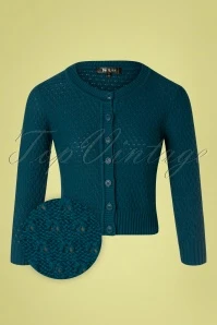 50s Jennie Cardigan In Petrol Blue