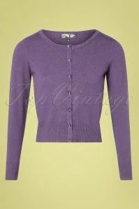 50s Nyla Cropped Cardigan In Blueberry Purple