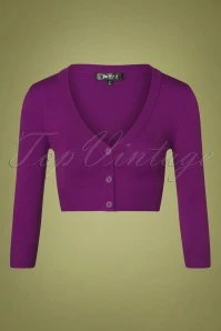 50s Shela Cropped Cardigan In Purple