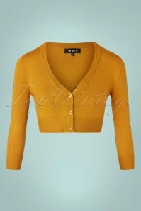 50s Shela Cropped Cardigan In Bronze Yellow