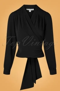 50s Darla Wrap Blouse In Black