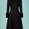 Vixen 40s Violet Fur Trim Dress Coat In Black -Past Perfect Style 206968 vixen 39172 jacket black fur210915 004W category
