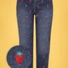 Bunny 50s Strawberry Jeans In Denim Blue -Past Perfect Style 213050 Bunny 41223 Trousers Denim Strawberrys 210906 002Z category