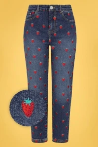 Bunny 50s Strawberry Jeans In Denim Blue