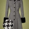 Vixen 50s Erin Faux Fur Coat In Houndstooth -Past Perfect Style 228172 Vixen 42701 Houndstooth Faux Fur Coat 220519 501Z category