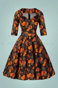 Topvintage Exclusive ~ 50s Eliane Pumpkin Swing Dress In Black - Image 5