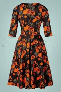 Topvintage Exclusive ~ 50s Eliane Pumpkin Swing Dress In Black - Image 8
