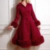 50s Lacey Swing Coat In Bordeaux