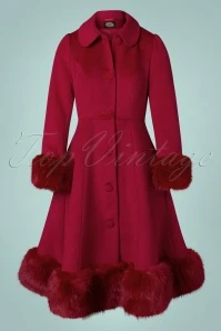 50s Lacey Swing Coat In Bordeaux 5 50s Lacey Swing Coat In Bordeaux - Image 3