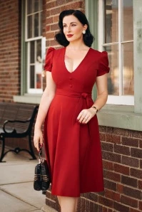 The Mary Grace A-Line Dress In Red