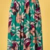 King Louie Arianna Pleat Skirt In Aqua Green -Past Perfect Style 237352 King Louie 44648 Skirt Pleat Floral Aqua 221220 501 category
