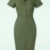 50s Caterina Pencil Dress In Olive Green -Past Perfect Style 239197 collectif 27438 pencil dress green v neck 230315 501W category