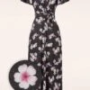 Feline Floral Glitter Maxi Dress In Black -Past Perfect Style 239830 Vintage Chic 46784 maxi dress black flowers pink glitters 230321 500Z category