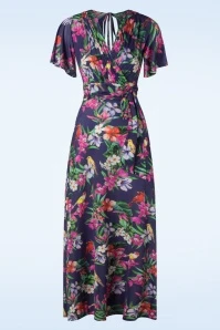 Tropical Bird Maxi Dress In Blue