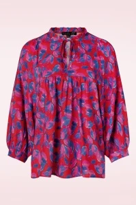 Ylenia Blouse In Red And Cobalt