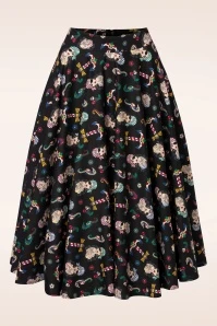 Anchor Pin Up Swing Skirt In Black