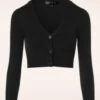 50s Shela Cropped Cardigan In Black -Past Perfect Style 242972 Mak Sweater V neck Cropped Cardigan in Black 140 10 23272 20171002 0002 W category
