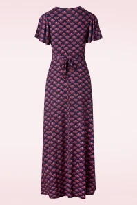 Past Perfect Style -Past Perfect Style 243008 Vintage Chic 48190 Dress Maxi Navy Purple Fan 230619 405W category