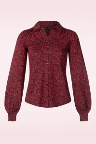 King Louie Carina Vinti Blouse In Cherry Red