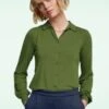 King Louie Carina Blouse In Olive Green -Past Perfect Style 243541 King Louie 46849 Blouse Carina Ecovero Light Olive Green 020L bewerkt category