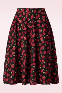 Poppy Swing Skirt In Black And Red