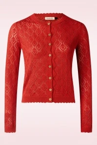 Hearts Charm Cardigan In Red