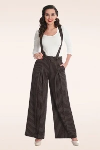 Pin Stripe Goals Trousers In Brown