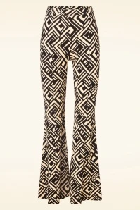 Fay Geometric Flare Pants In Black And Beige 3 Fay Geometric Flare Pants In Black And Beige