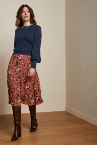 King Louie Juno Cecilia Midi Skirt In Spicy Brown