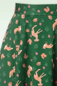 Topvintage Exclusive ~ Adriana Animal Print Swing Skirt In Dark Green - Image 5