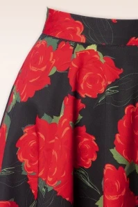 Topvintage Exclusive ~ Adriana Roses Swing Skirt In Black And Red - Image 5