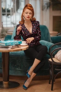 Harriet Blouse In Black With Cherry Print