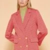 Margot Knitted Blazer In Harlequin Red -Past Perfect Style 245921 Mdm 47705 Blazer Ruit Red Pink 08162023 411 020LW category