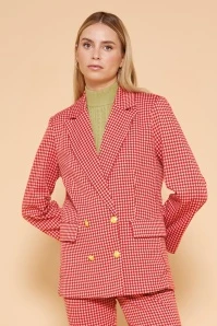 Margot Knitted Blazer In Harlequin Red