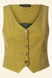 Vixen Corduroy Rib Waistcoat In Mustard Yellow