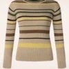 Vixen High Neck Striped Sweater In Beige -Past Perfect Style 246137 Vixen 47946 Sweater High Neck Strip 70s Beige 230526 402W category